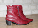 Bottines lacets en cuir rouge Ruby