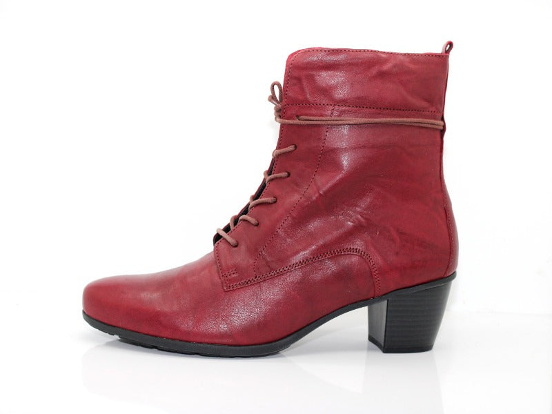 Bottines lacets en cuir rouge Ruby