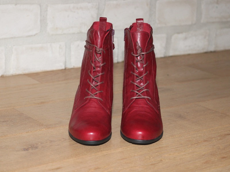 Bottines lacets en cuir rouge Ruby