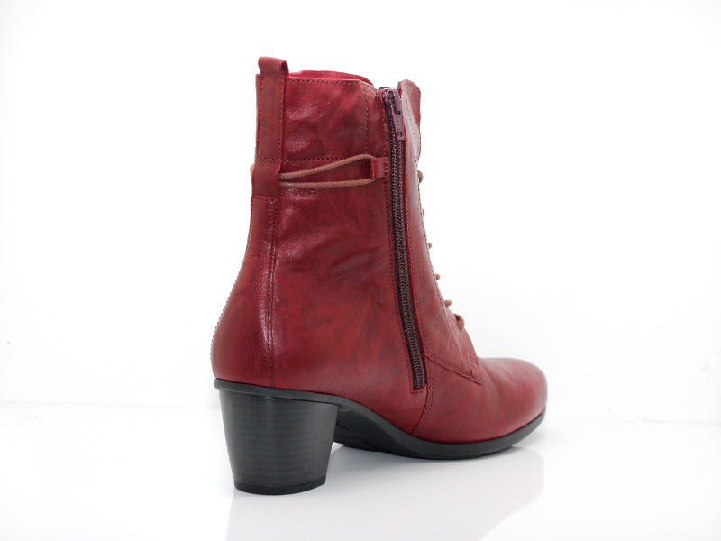 Bottines lacets en cuir rouge Ruby