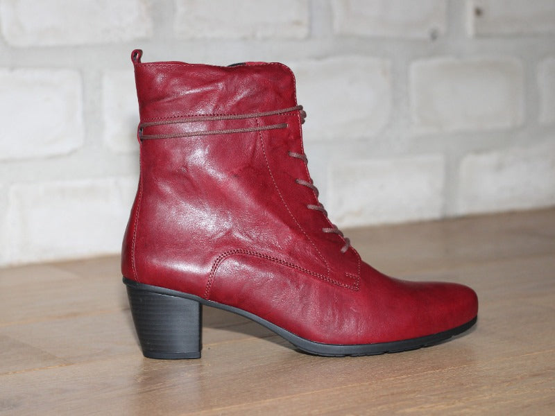 Bottines lacets en cuir rouge Ruby