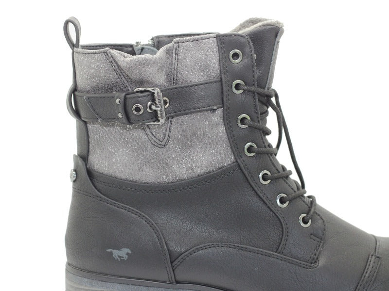 Bottines noires Mustang avec petit talon