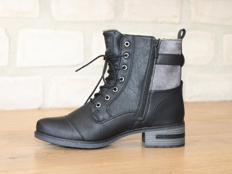 Bottines noires Mustang avec petit talon