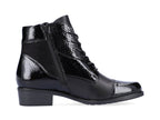 Bottines D6882 Remonte en cuir et vernis noir Chic
