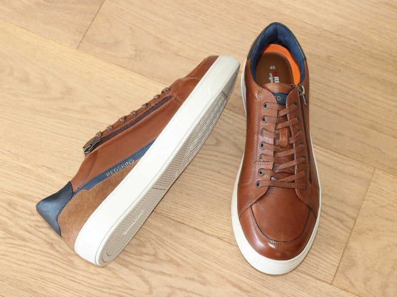 Baskets ville Redskins en cuir cognac Decent