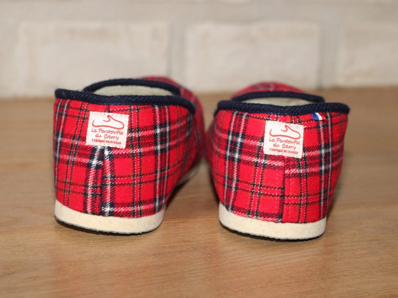 Charentaises traditionnelles Scottish en laine écossais rouge