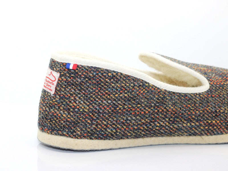 Charentaises traditionnelles en laine Ligne Marine