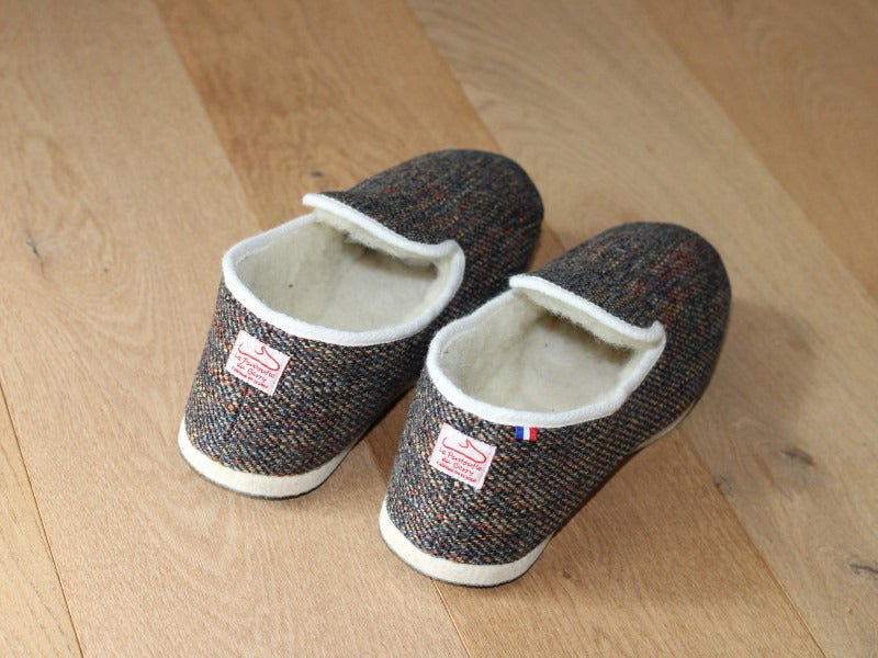 Charentaises traditionnelles en laine Ligne Marine