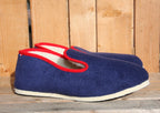 Charentaises traditionnelles en laine unie bleu marine