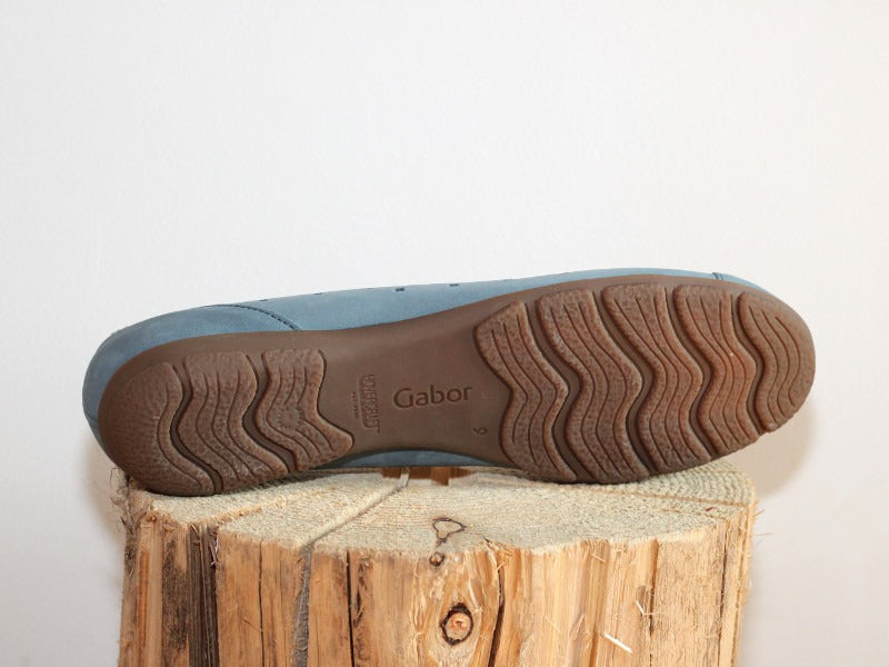 Ballerines ajourées Gabor en cuir bleu jean