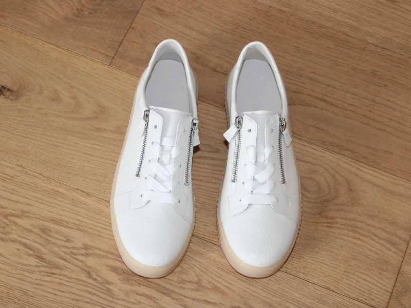 Tennis Gabor en cuir blanc avec double zip