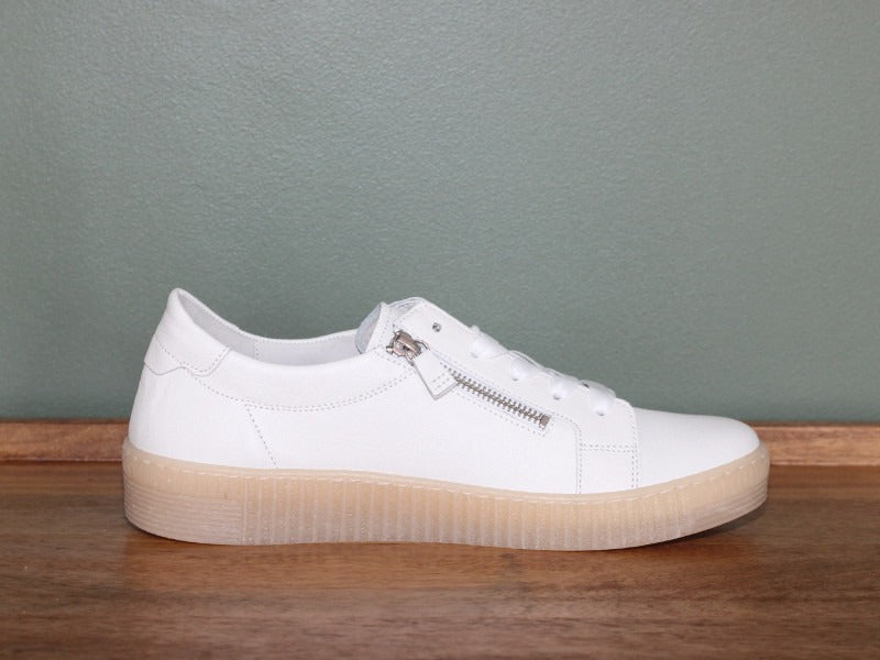Tennis Gabor en cuir blanc avec double zip