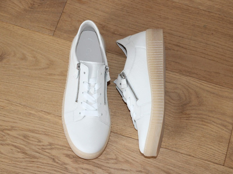 Tennis Gabor en cuir blanc avec double zip