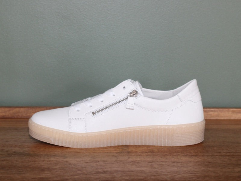 Tennis Gabor en cuir blanc avec double zip