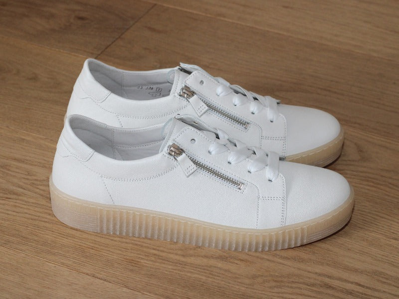 Tennis Gabor en cuir blanc avec double zip