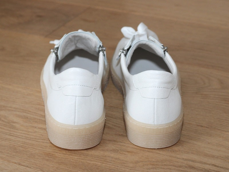 Tennis Gabor en cuir blanc avec double zip