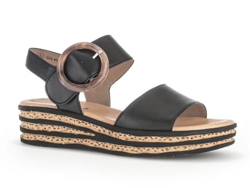 Sandales plateforme Gabor en cuir noir