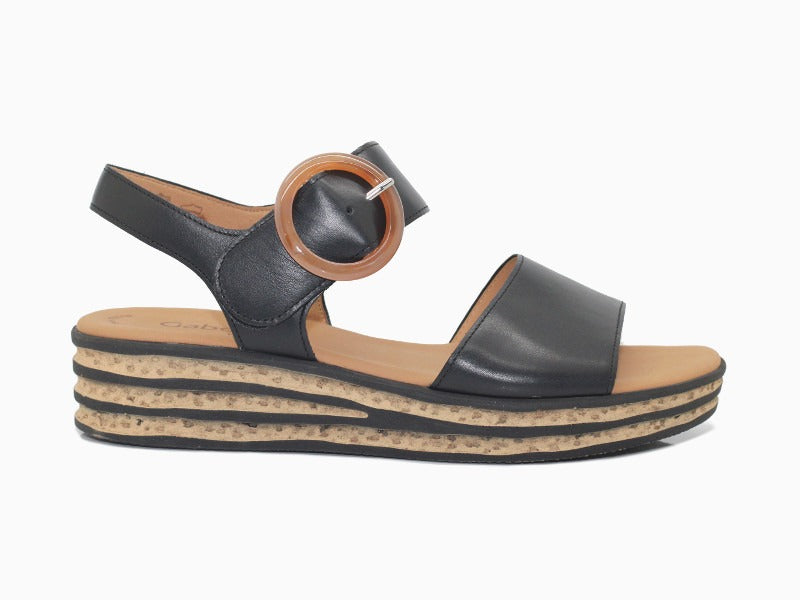 Sandales plateforme Gabor en cuir noir