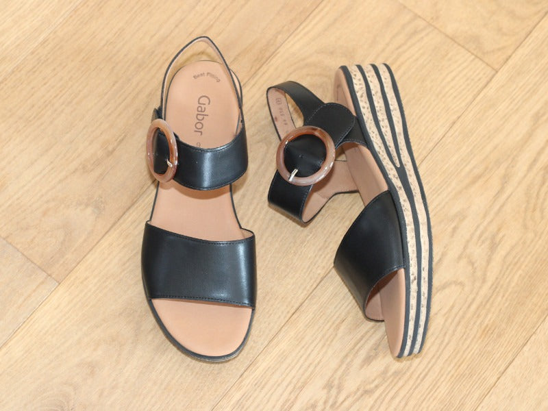Sandales plateforme Gabor en cuir noir