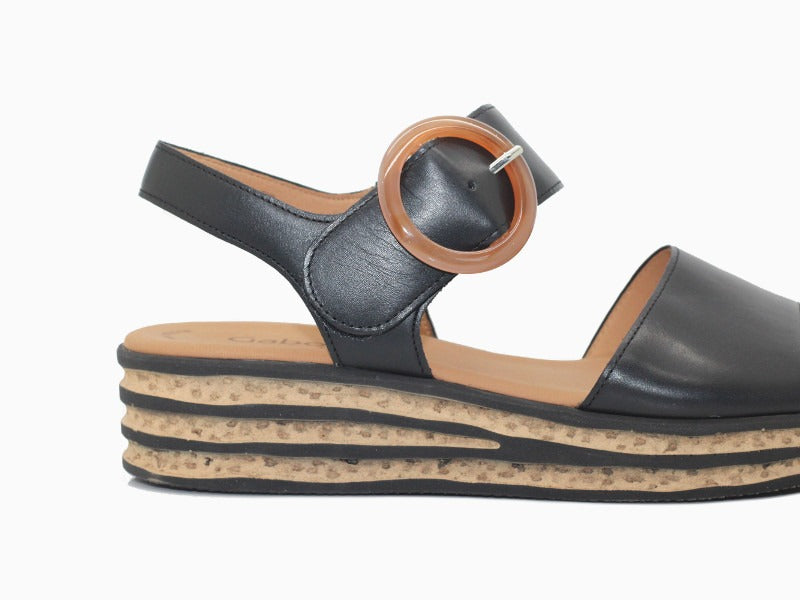 Sandales plateforme Gabor en cuir noir