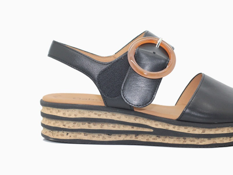 Sandales plateforme Gabor en cuir noir