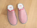 Mules Corsaire en coton rayé rouge et beige
