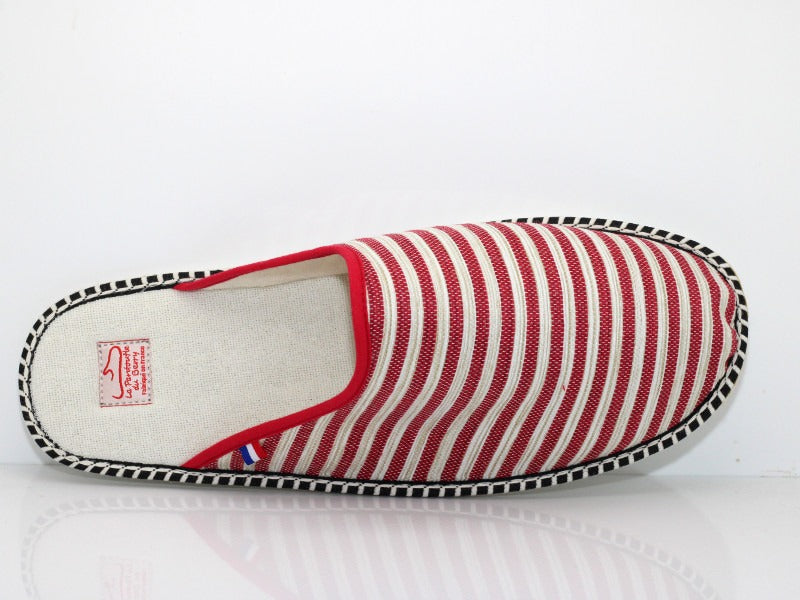 Mules Corsaire en coton rayé rouge et beige