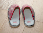 Mules Corsaire en coton rayé rouge et beige