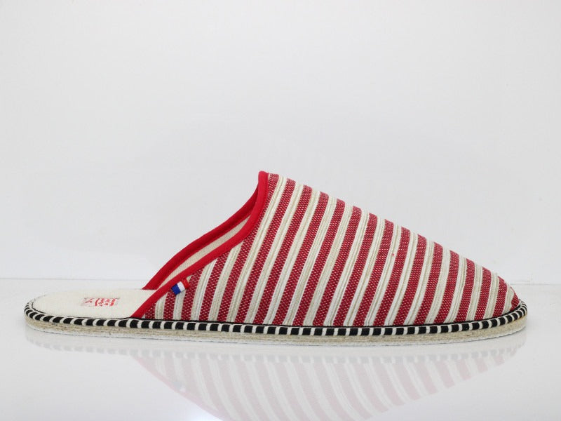 Mules Corsaire en coton rayé rouge et beige