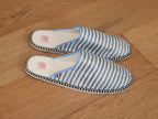 Mules Corsaire en coton rayé bleu et beige