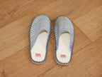 Mules Corsaire en coton rayé bleu et beige