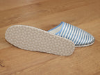Mules Corsaire en coton rayé bleu et beige
