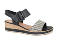 Sandales à talon compensé en cuir noir et blanc Pierrot