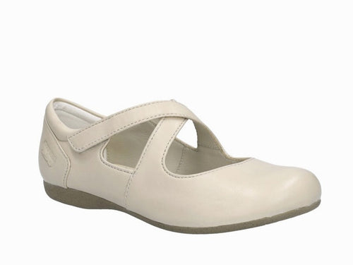Ballerines à brides croisées en cuir beige Fiona