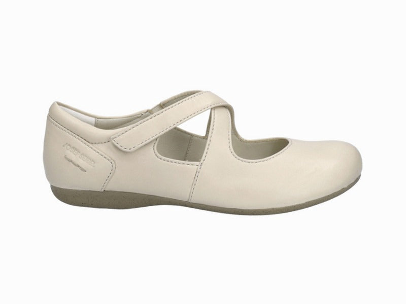 Ballerines à brides croisées en cuir beige Fiona