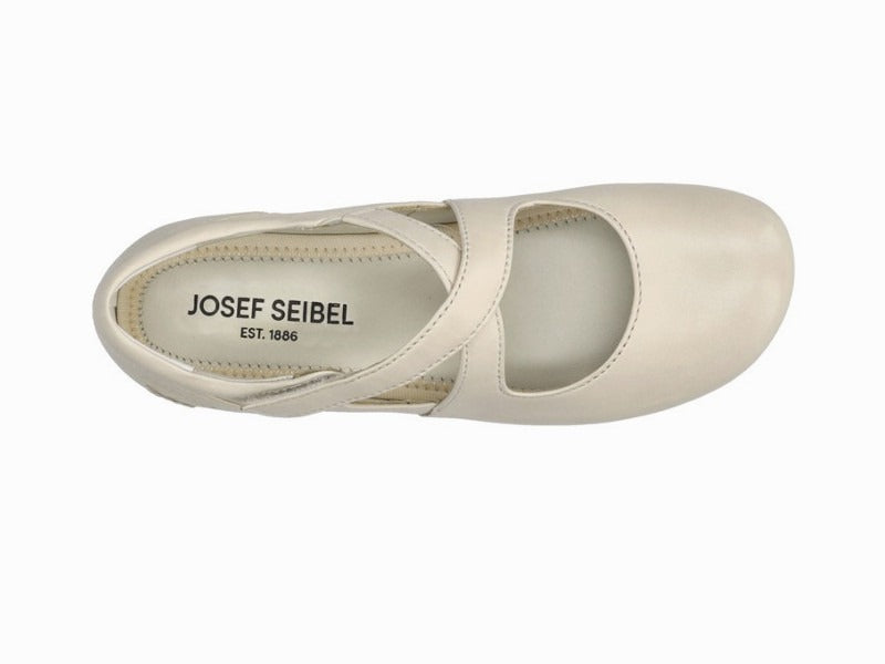 Ballerines à brides croisées en cuir beige Fiona