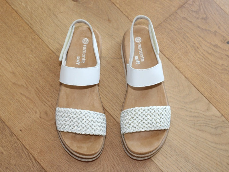 Sandales en cuir blanc bride tressée dorée Paradise