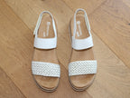 Sandales en cuir blanc bride tressée dorée Paradise