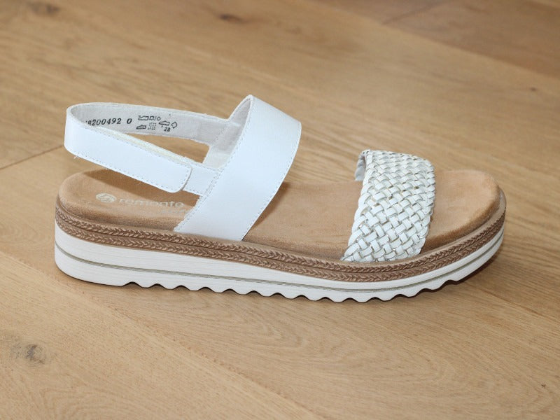 Sandales en cuir blanc bride tressée dorée Paradise