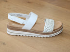 Sandales en cuir blanc bride tressée dorée Paradise