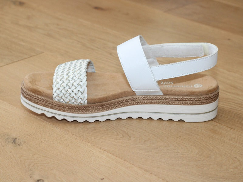 Sandales en cuir blanc bride tressée dorée Paradise