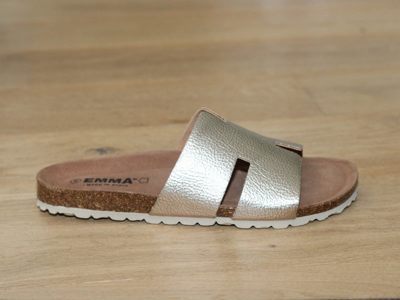 Mules plates en cuir doré Emma