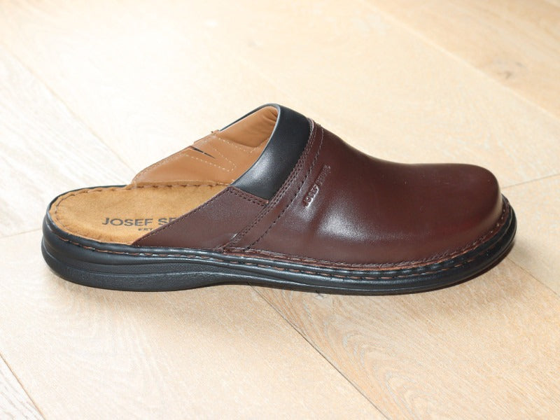 Mules style sabot Max en cuir marron