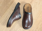 Mules style sabot Max en cuir marron