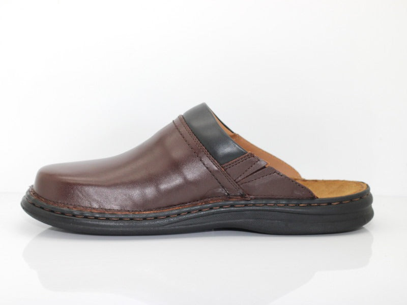 Mules style sabot Max en cuir marron