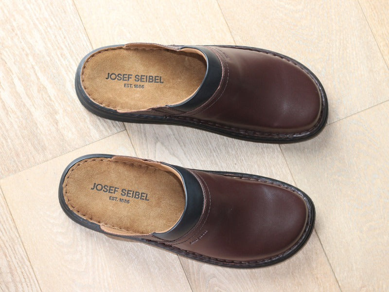 Mules style sabot Max en cuir marron