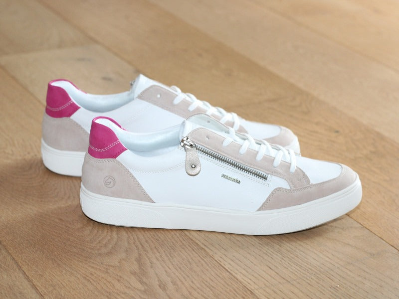 Tennis Remonte en cuir blanc et rose