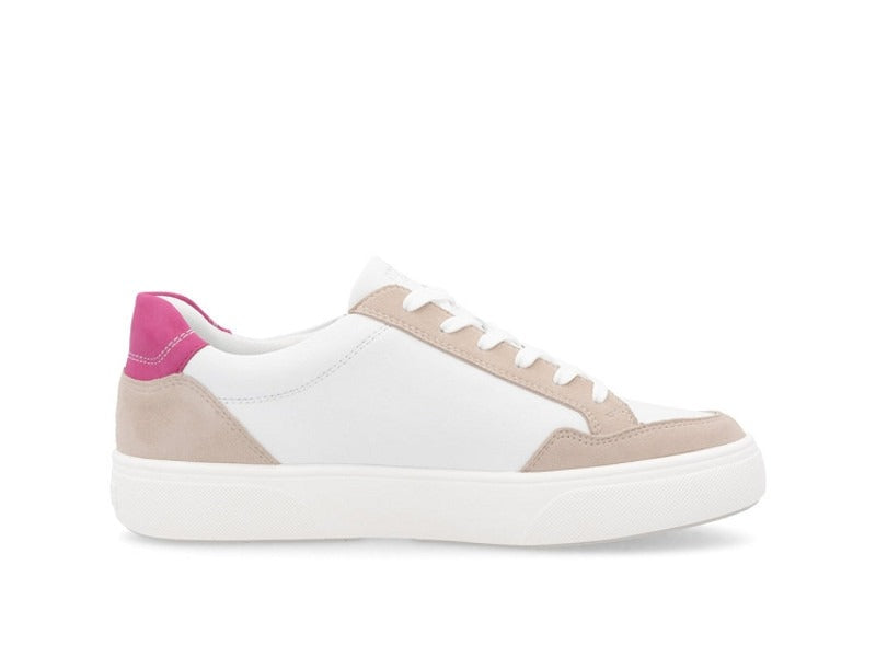 Tennis Remonte en cuir blanc et rose