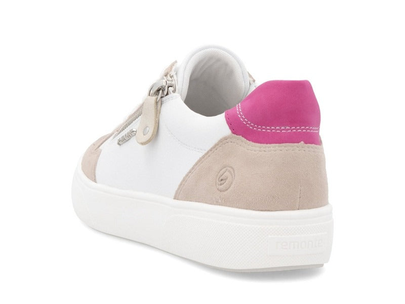 Tennis Remonte en cuir blanc et rose