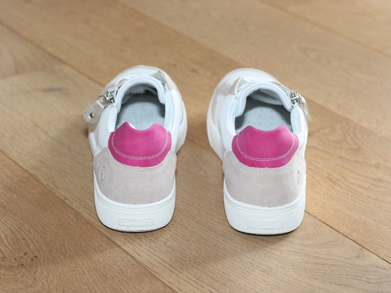 Tennis Remonte en cuir blanc et rose